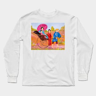 Japanese Rickshaw With Passengers Long Sleeve T-Shirt